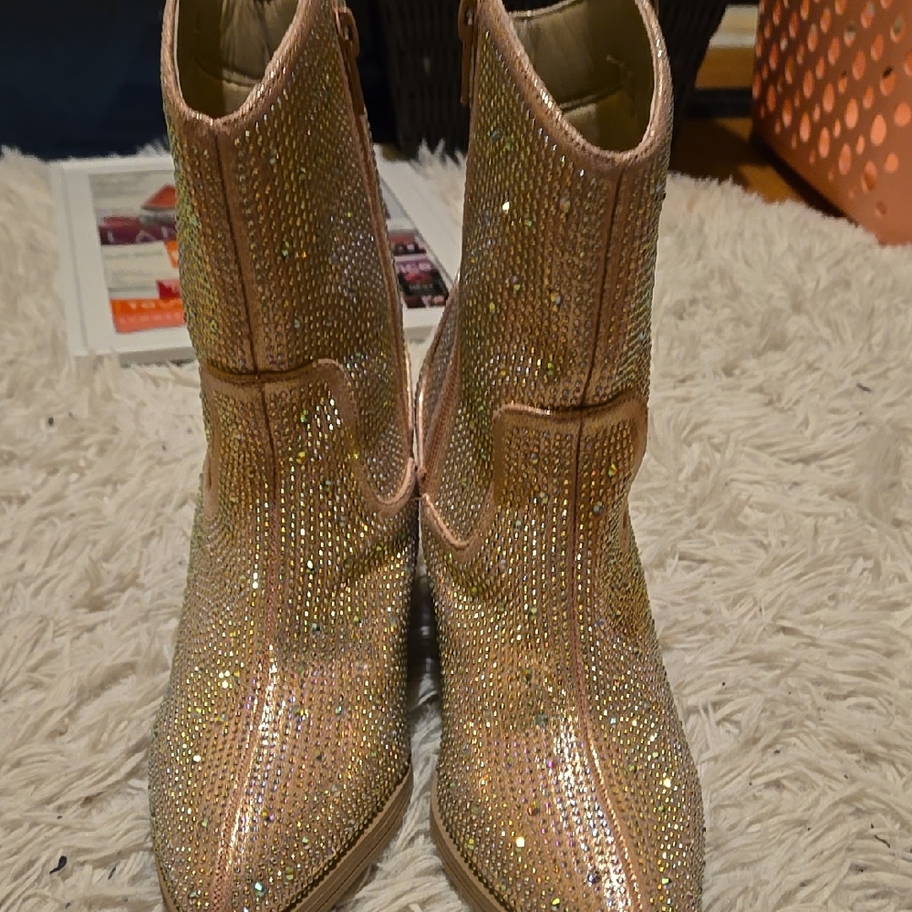 Sparkling Gold Ankle Boots